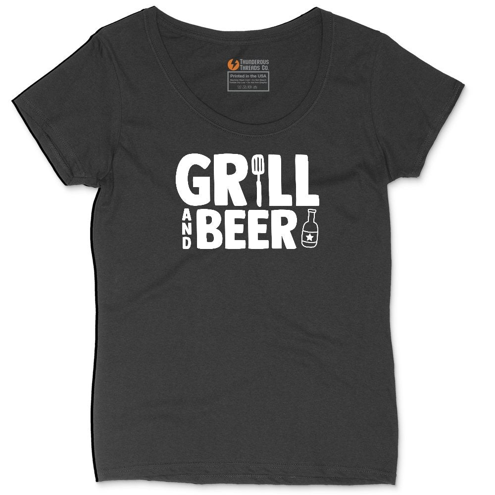 Grill and Beer Ladies Curvy Tee - Black