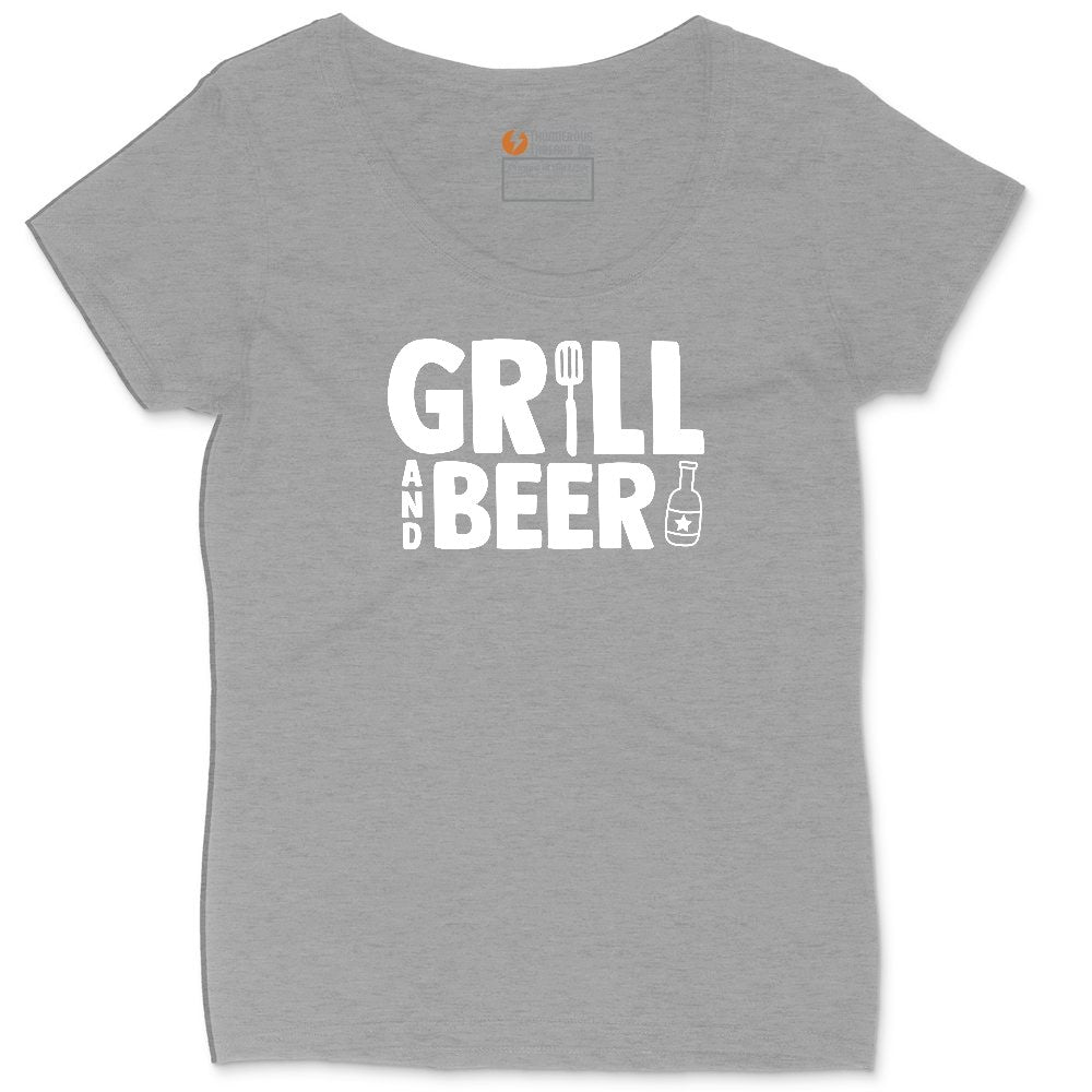 Grill and Beer Ladies Curvy Tee - Granite Heather