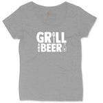 Grill and Beer Ladies Curvy Tee - Granite Heather