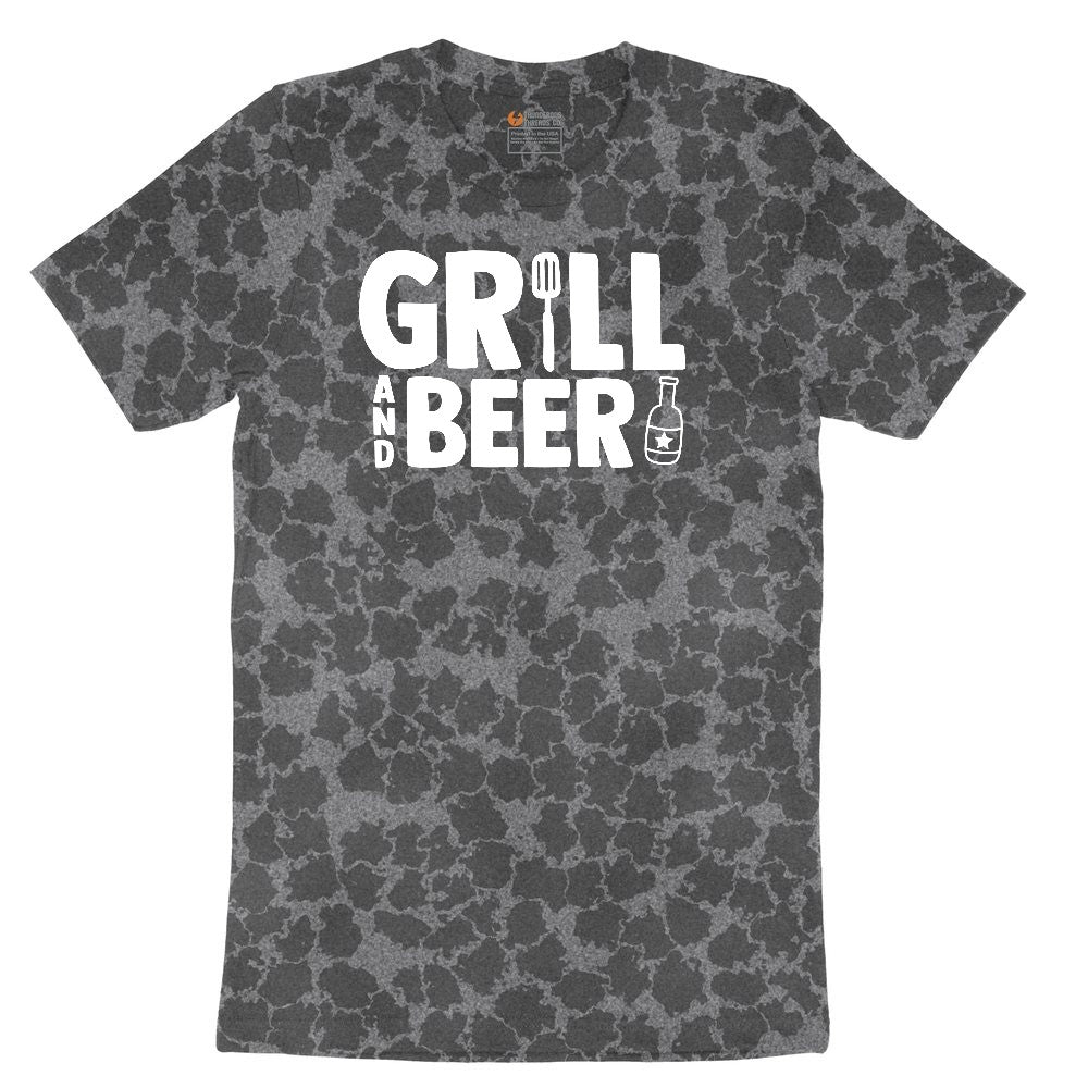 Grill and Beer Ladies Short Sleeve Tee - Black Leopard