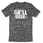 Grill and Beer Ladies Short Sleeve Tee - Black Leopard