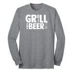 Grill and Beer Long Sleeve Tee - Athletic Grey
