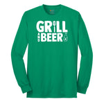 Grill and Beer Long Sleeve Tee - Kelly Green