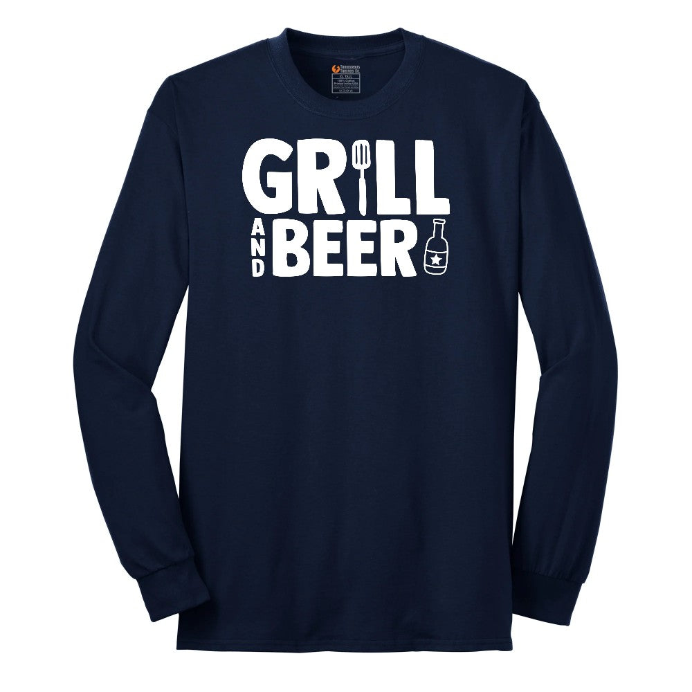 Grill and Beer Long Sleeve Tee - Navy