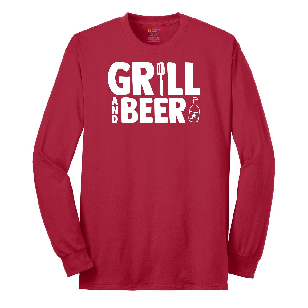 Grill and Beer Long Sleeve Tee - Red