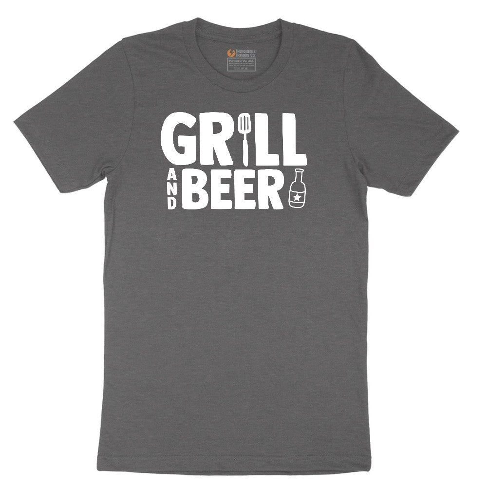 Grill and Beer Short Sleeve Tee - Dark Heather Grey