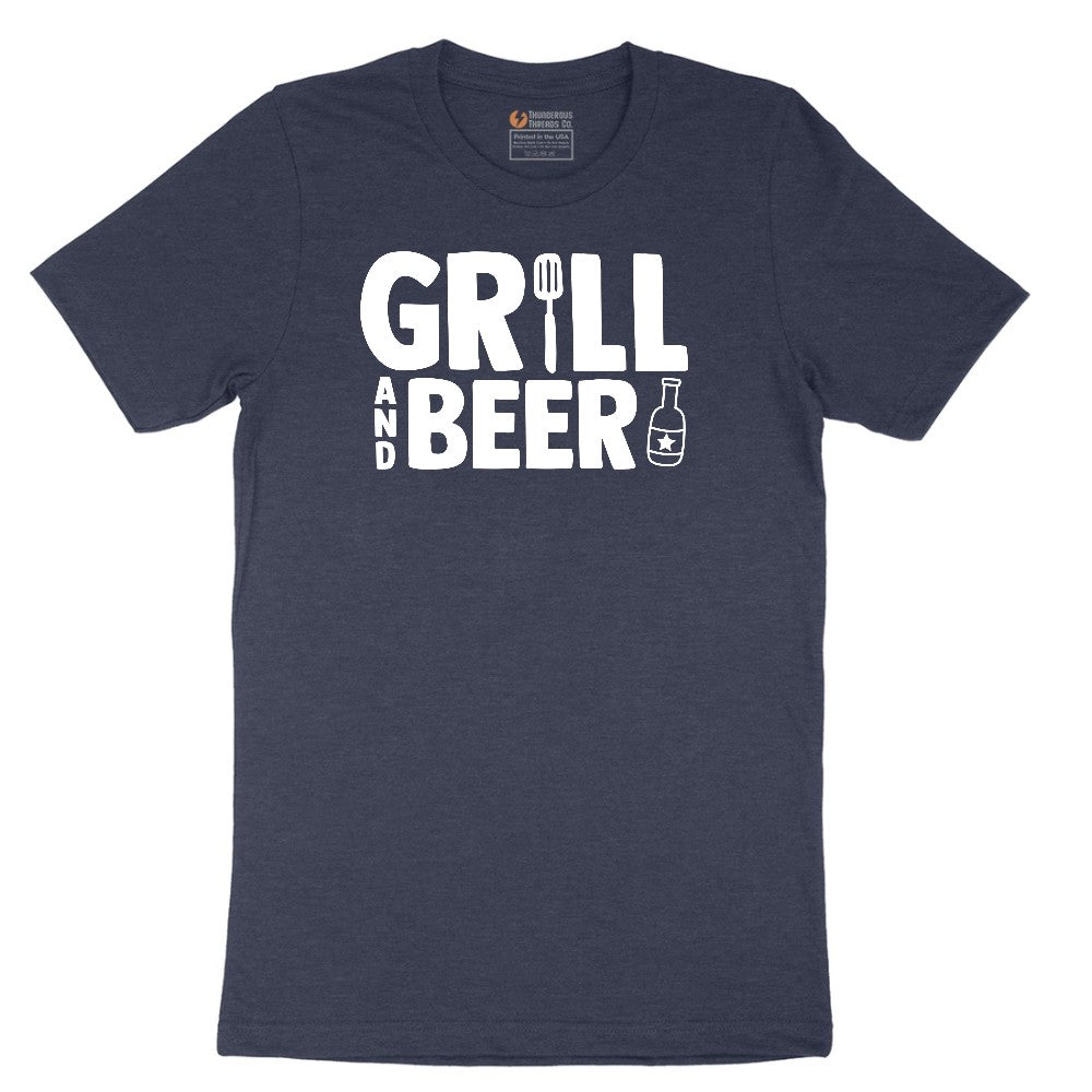 Grill and Beer Short Sleeve Tee - Heather Navy