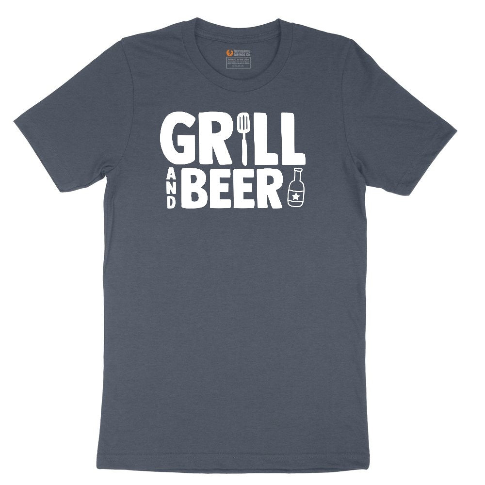 Grill and Beer Youth Short Sleeve Tee - Heather Navy