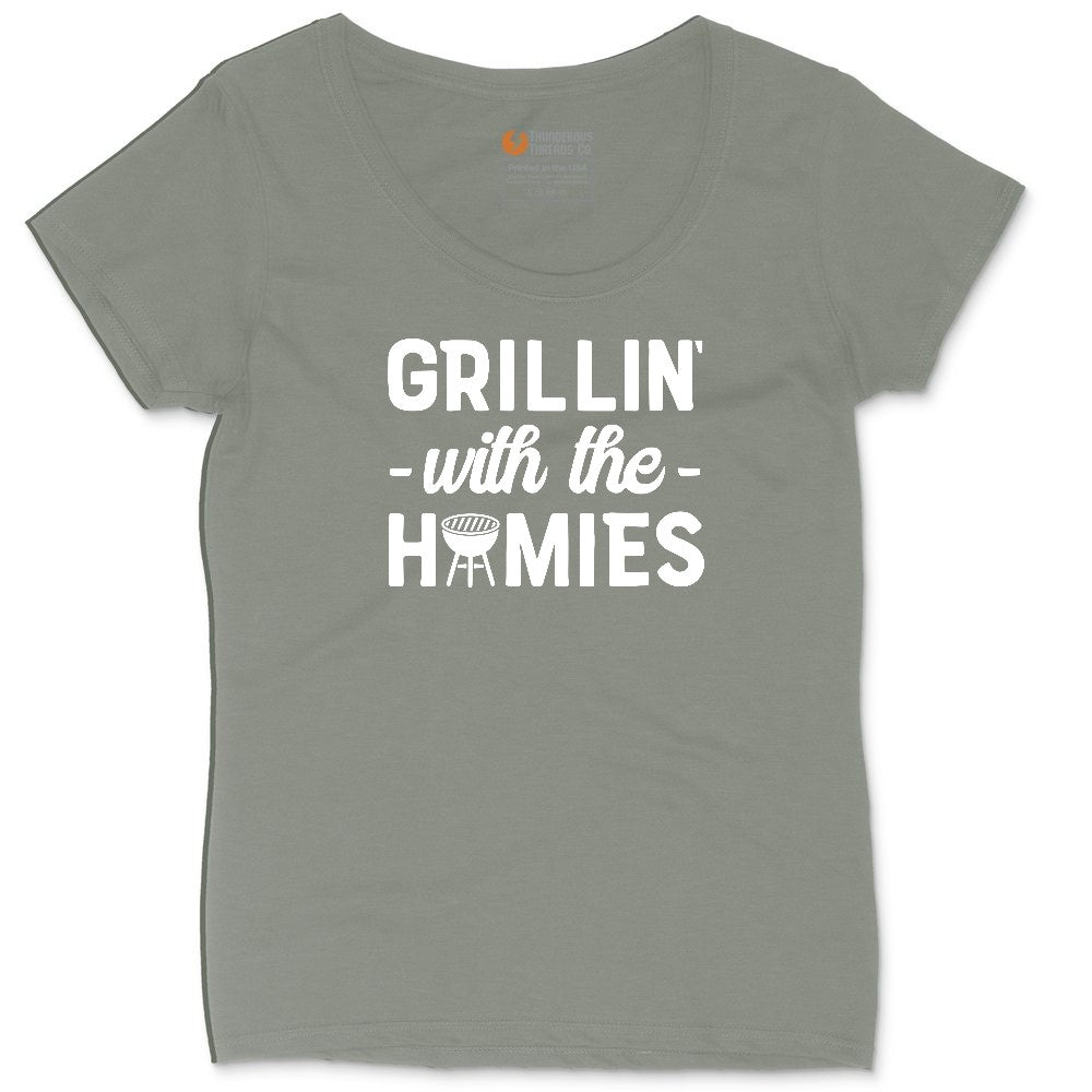 Grillin With the Homies Ladies Curvy Tee - Bamboo Blackout