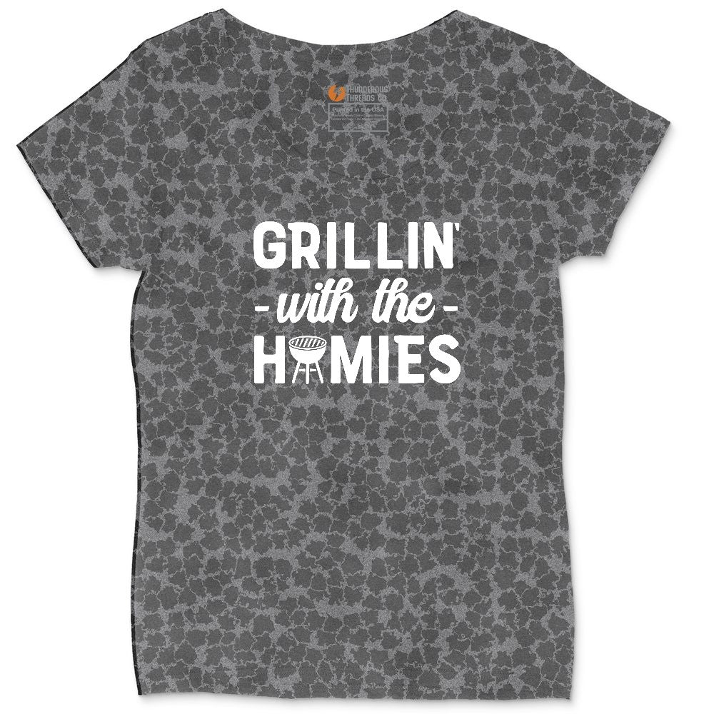 Grillin With the Homies Ladies Curvy Tee - Black Leopard