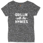Grillin With the Homies Ladies Curvy Tee - Black Leopard