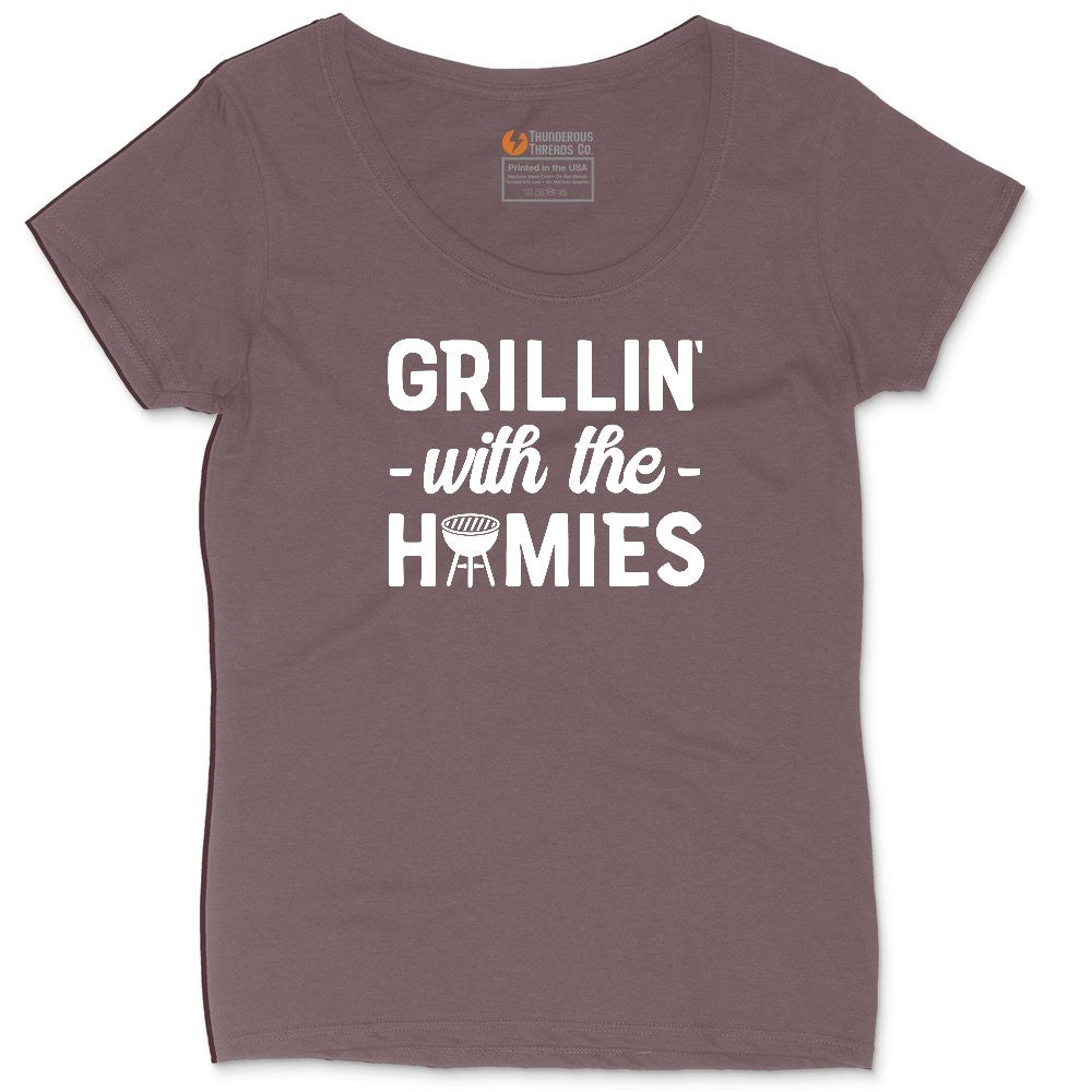 Grillin With the Homies Ladies Curvy Tee - Sangria Blackout