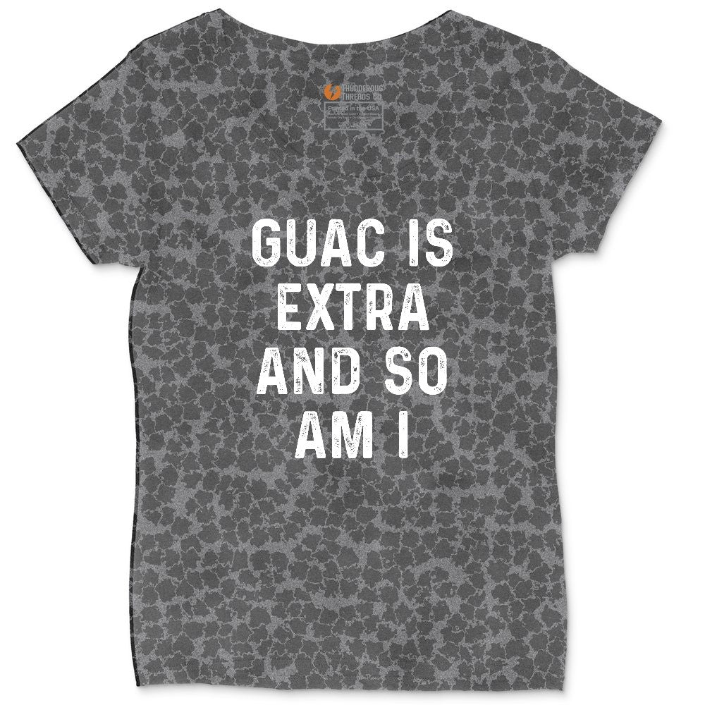 Guac is Extra and So Am I Ladies Curvy Tee - Black Leopard