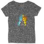 Guitar Fire and Water Ladies Curvy Tee - Black Leopard