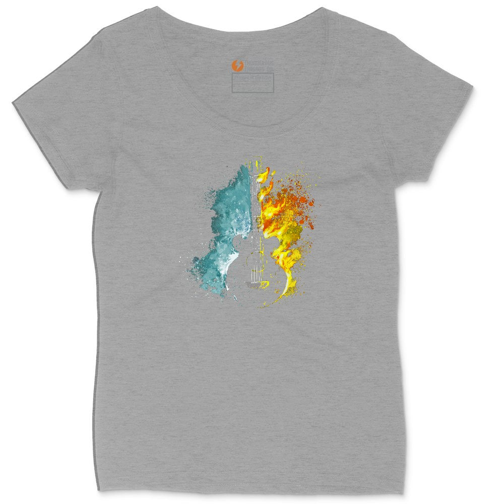Guitar Fire and Water Ladies Curvy Tee - Granite Heather