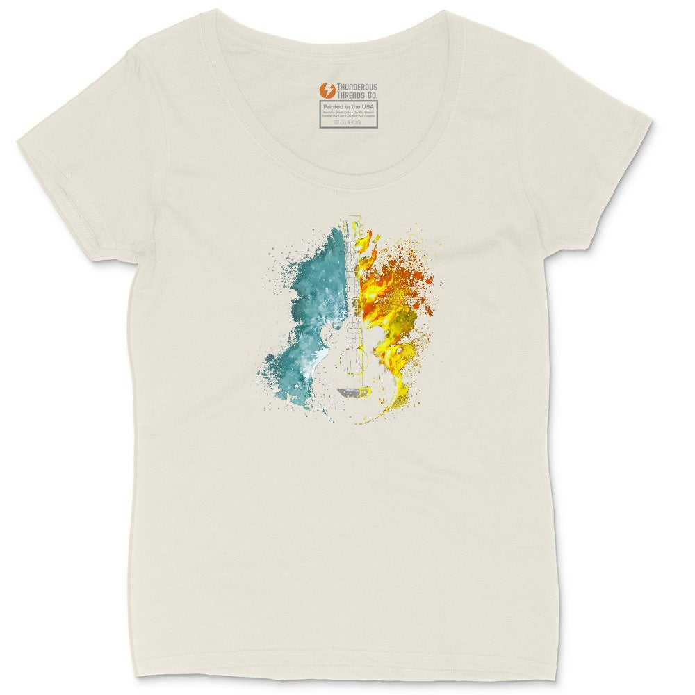 Guitar Fire and Water Ladies Curvy Tee - Natural Heather