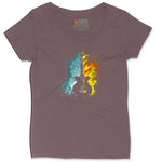 Guitar Fire and Water Ladies Curvy Tee - Sangria Blackout