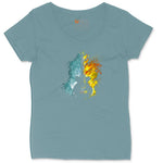 Guitar Fire and Water Ladies Curvy Tee - Surf Blackout