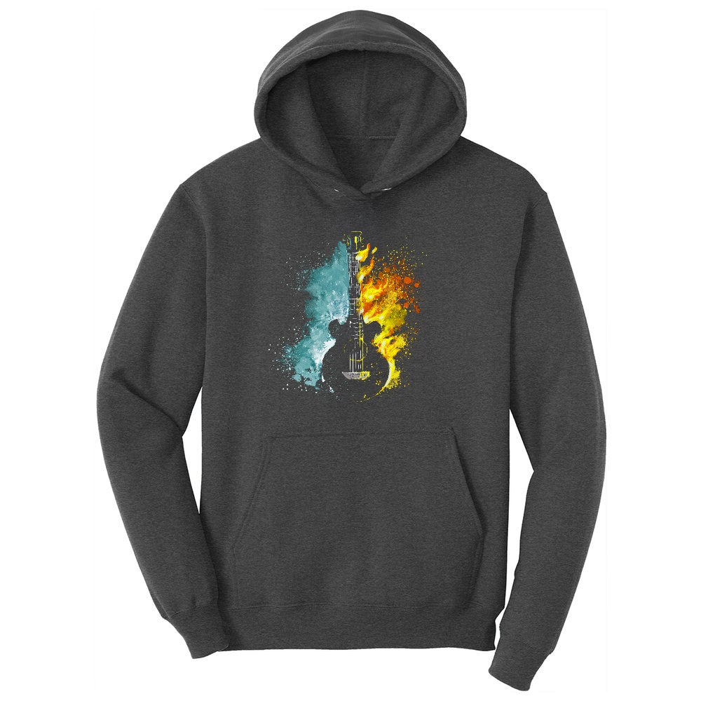 Guitar Fire and Water Ladies Hoodie - Dark Heather Grey