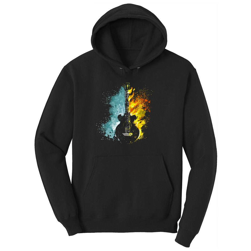 Guitar Fire and Water Ladies Hoodie - Jet Black