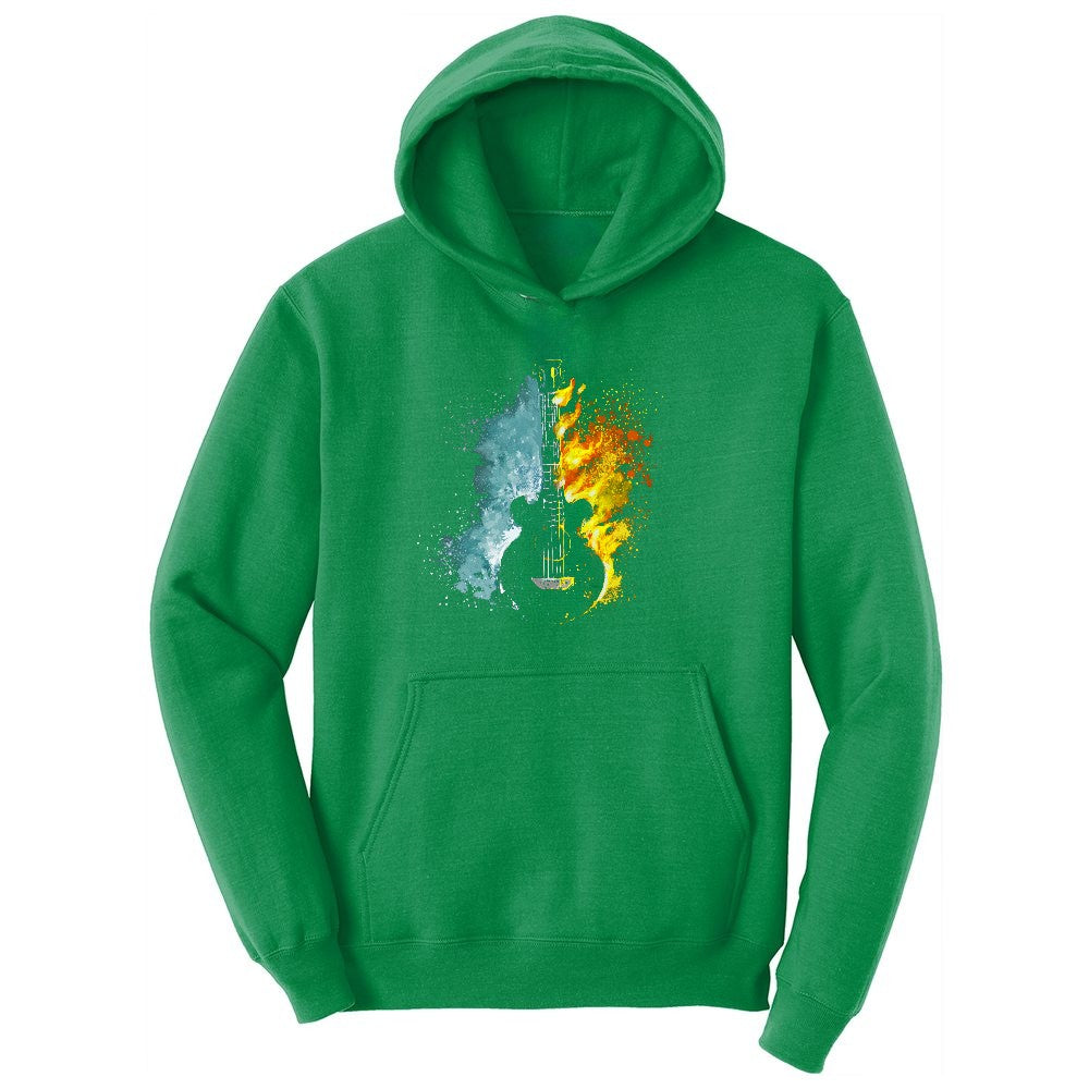 Guitar Fire and Water Ladies Hoodie - Kelly Green
