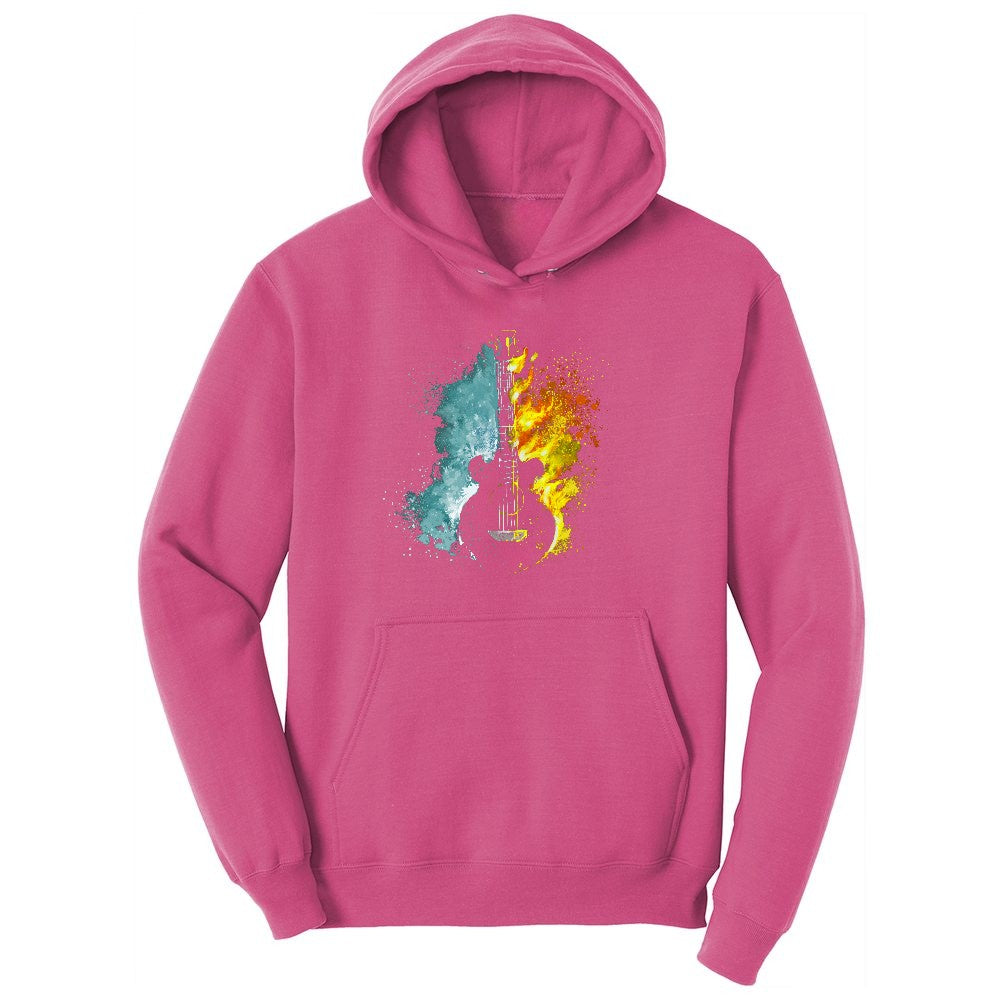 Guitar Fire and Water Ladies Hoodie - Sangria