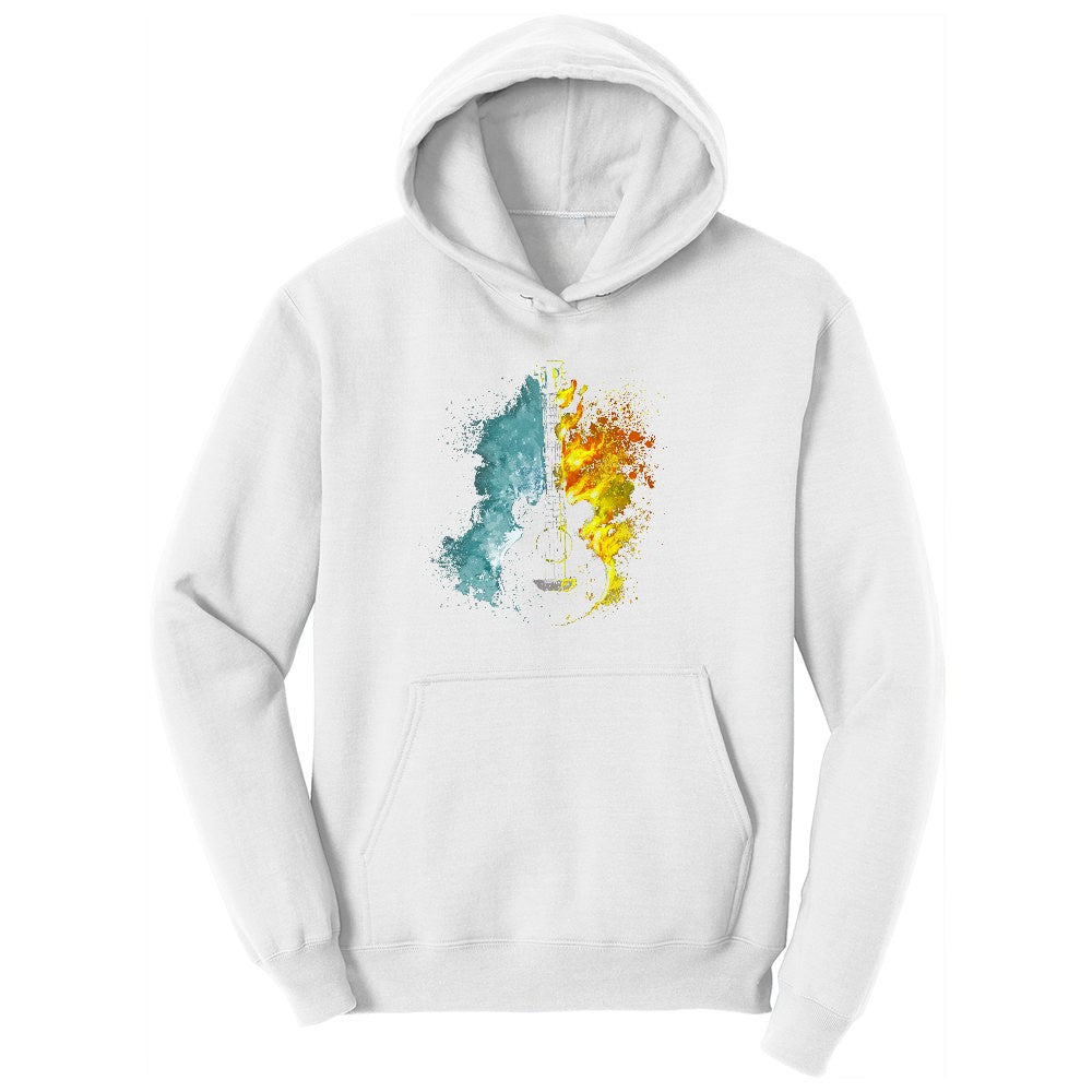 Guitar Fire and Water Ladies Hoodie - White