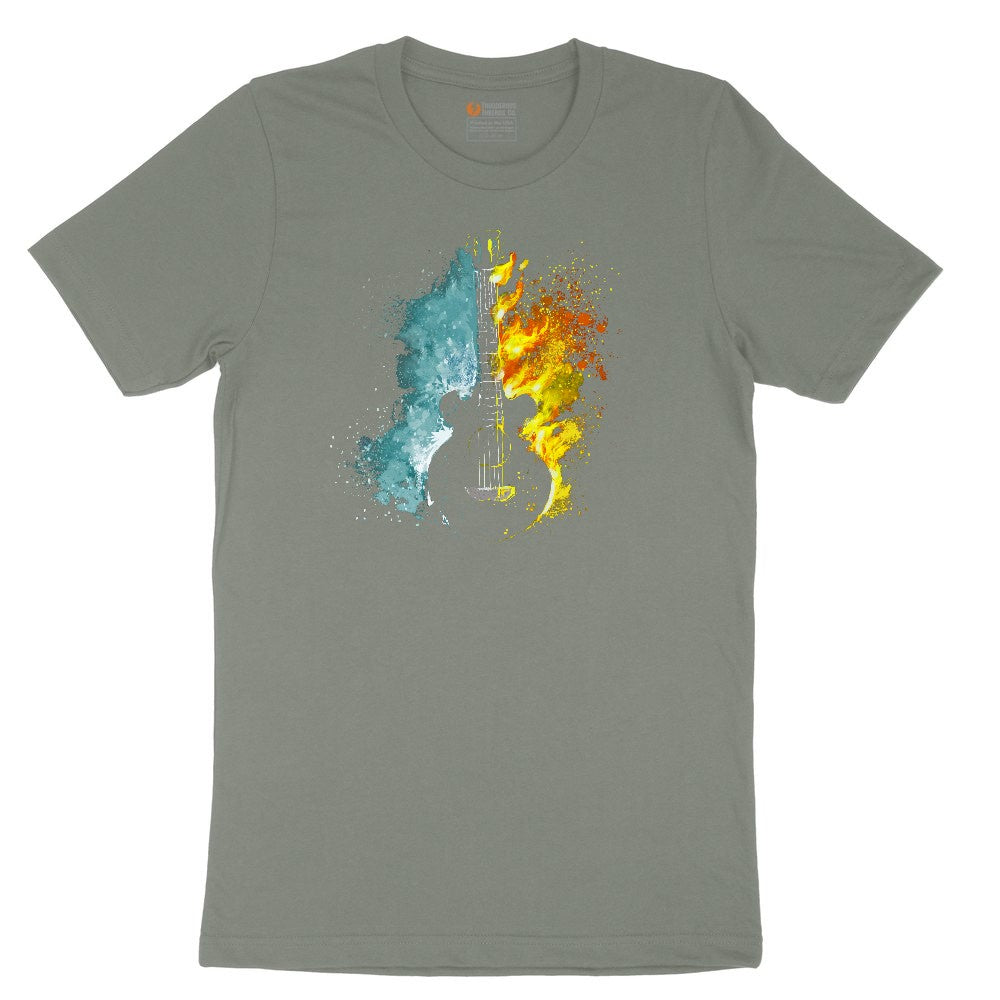 Guitar Fire and Water Ladies Short Sleeve Tee - Bamboo Blackout