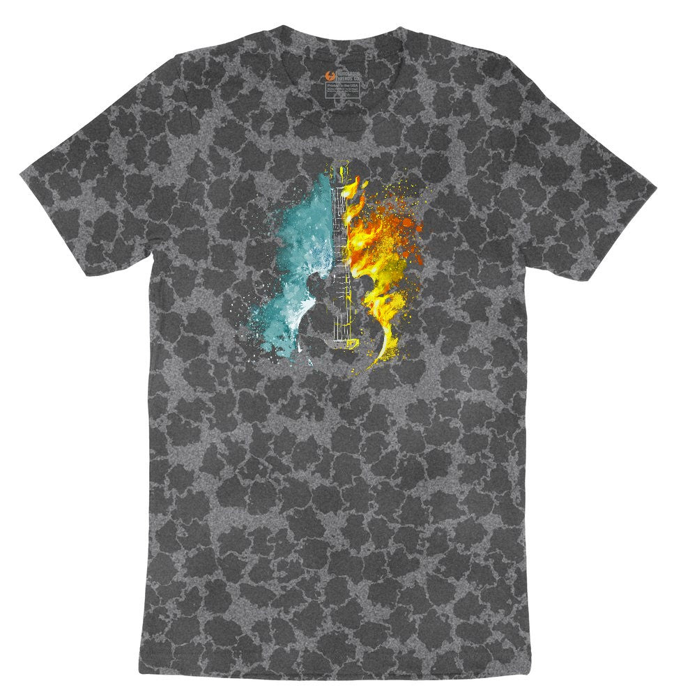 Guitar Fire and Water Ladies Short Sleeve Tee - Black Leopard