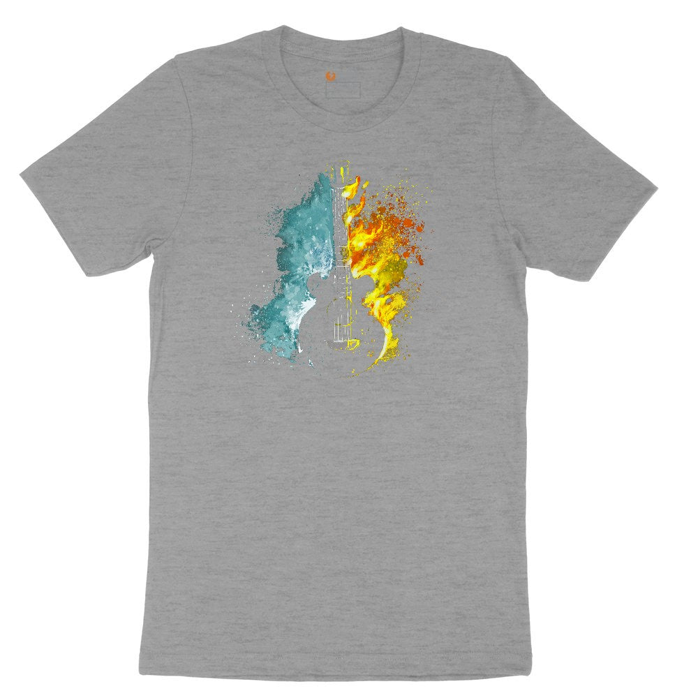 Guitar Fire and Water Ladies Short Sleeve Tee - Granite Heather