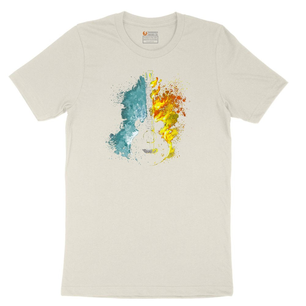 Guitar Fire and Water Ladies Short Sleeve Tee - Natural Heather