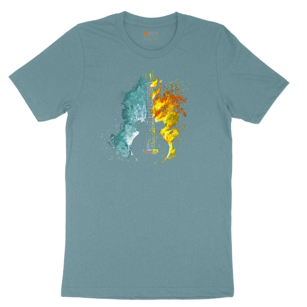 Guitar Fire and Water Ladies Short Sleeve Tee - Surf Blackout