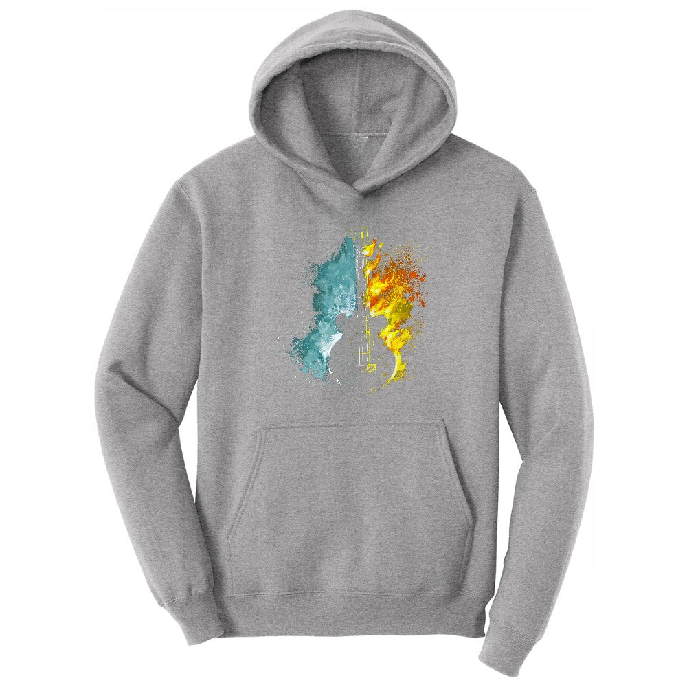 Guitar Fire and Water Hoodie - Athletic Heather