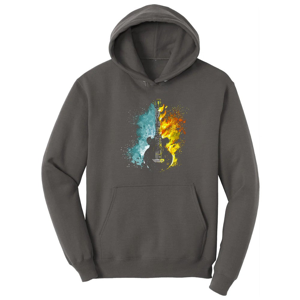 Guitar Fire and Water Hoodie - Charcoal