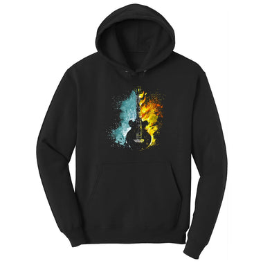 Guitar Fire and Water Hoodie - Jet Black