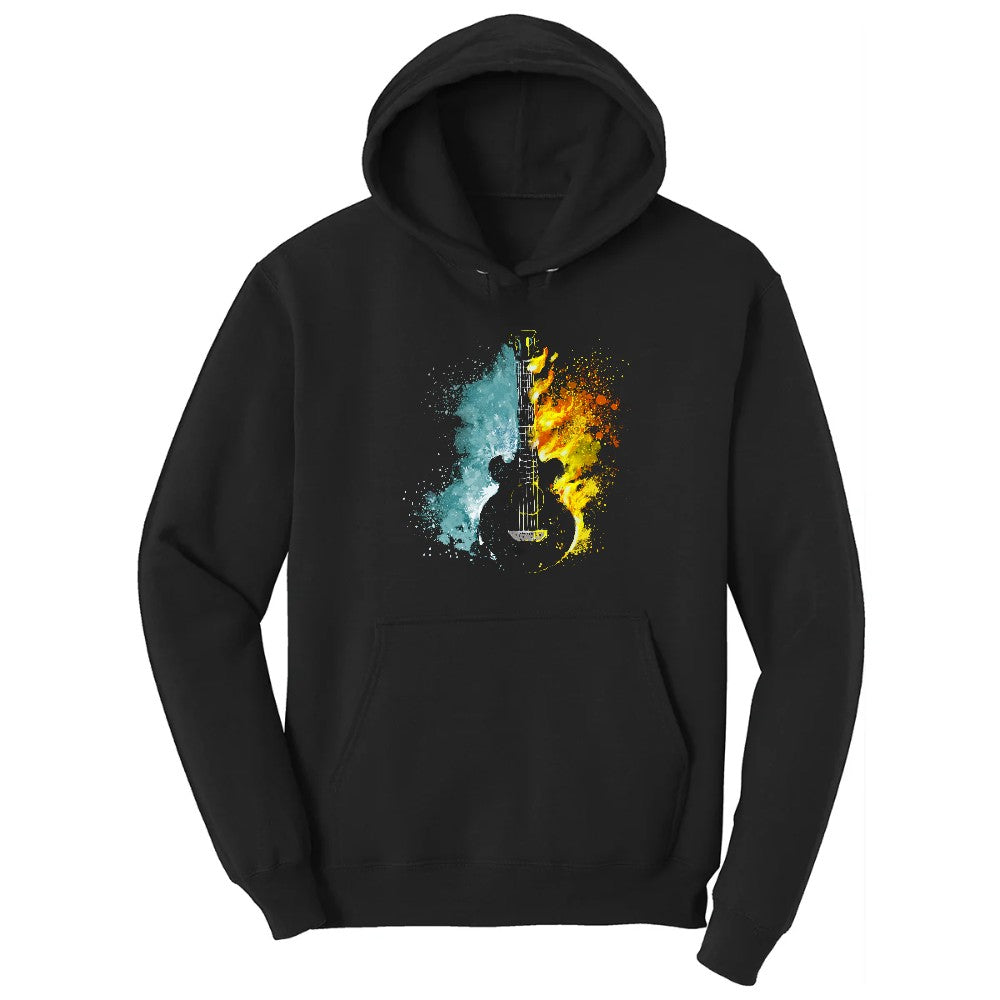 Guitar Fire and Water Hoodie - Jet Black