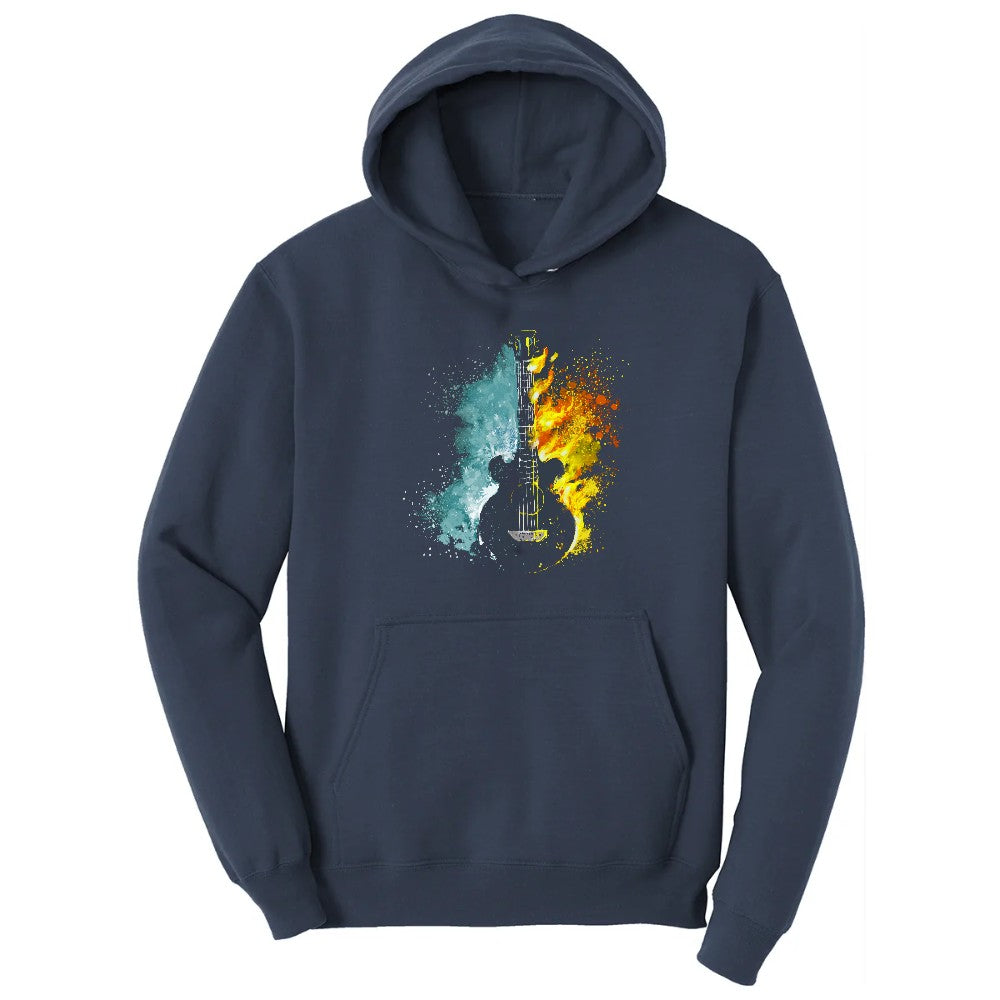 Guitar Fire and Water Hoodie - Navy