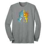 Guitar Fire and Water Long Sleeve Tee - Athletic Grey