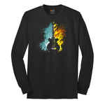 Guitar Fire and Water Long Sleeve Tee - Jet Black