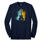 Guitar Fire and Water Long Sleeve Tee - Navy
