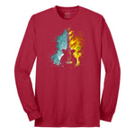 Guitar Fire and Water Long Sleeve Tee - Red