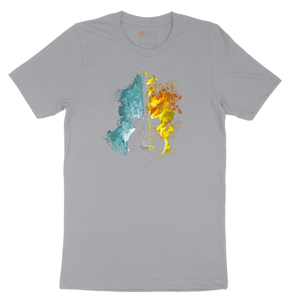 Guitar Fire and Water Short Sleeve Tee - Athletic Heather Grey
