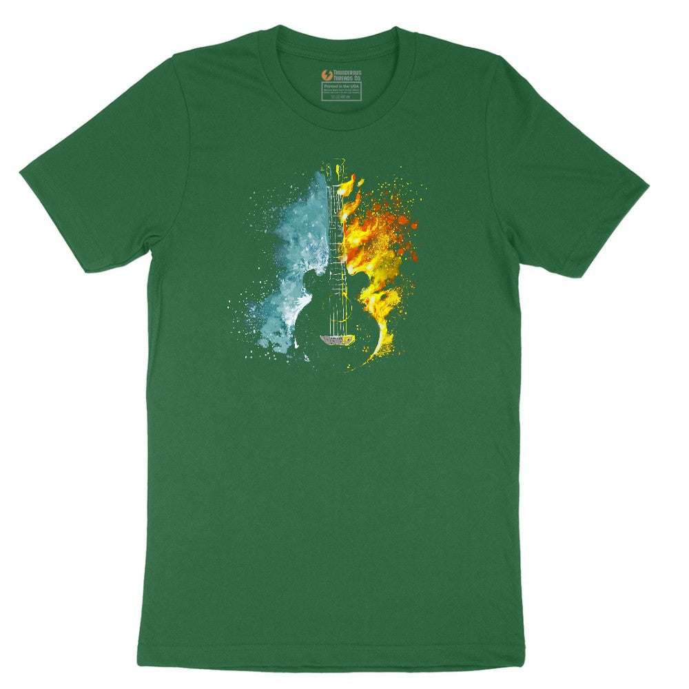 Guitar Fire and Water Short Sleeve Tee - Athletic Kelly