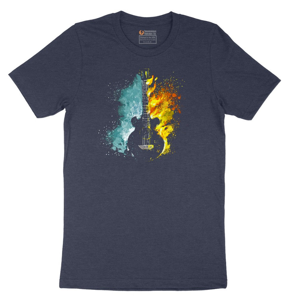 Guitar Fire and Water Short Sleeve Tee - Heather Navy