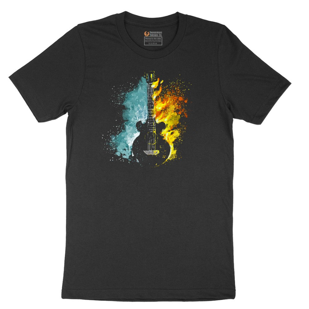 Guitar Fire and Water Short Sleeve Tee - Jet Black
