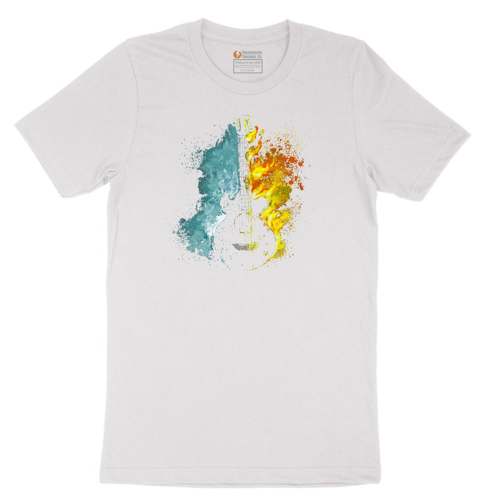 Guitar Fire and Water Short Sleeve Tee - White