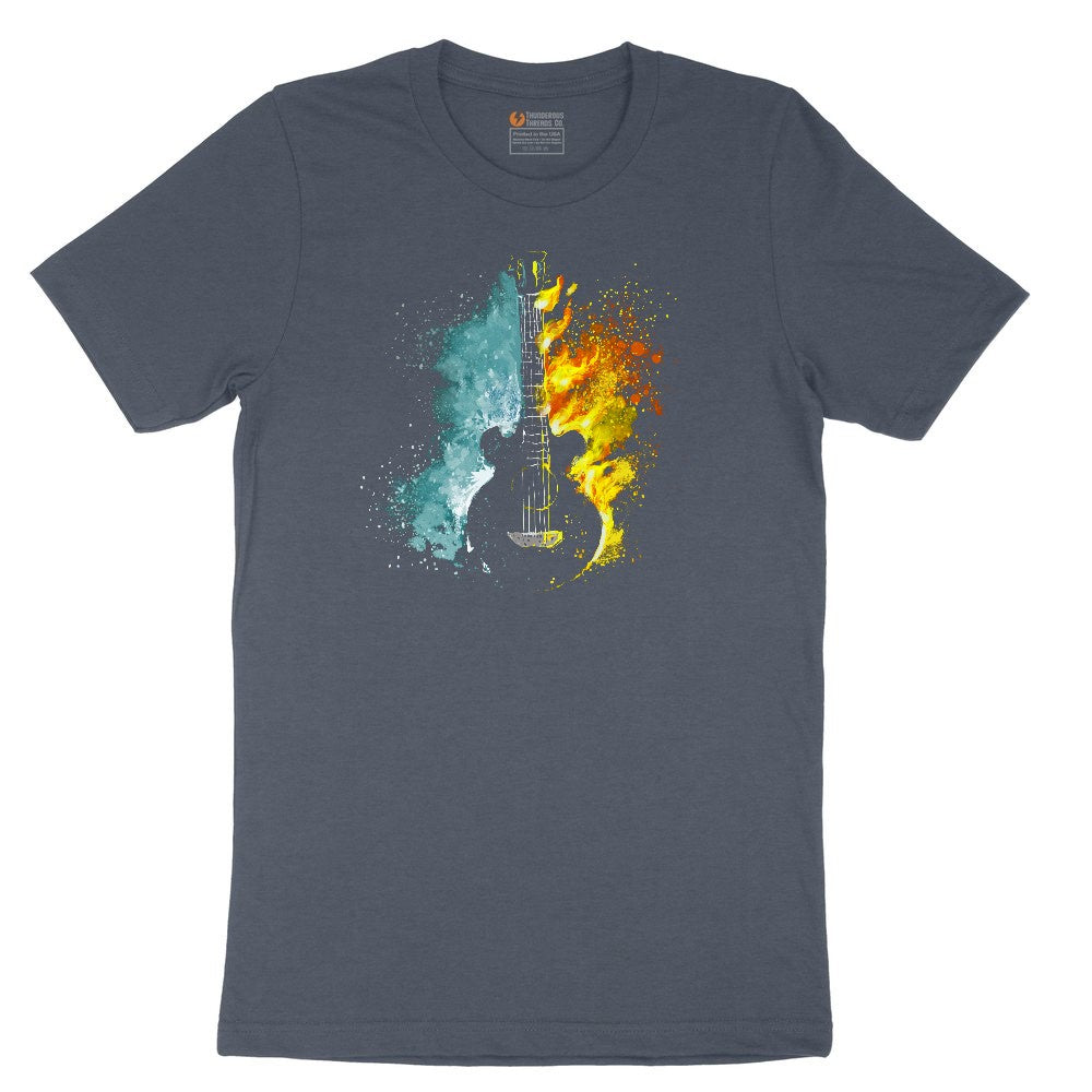 Guitar Fire and Water Toddler Short Sleeve Tee - Heather Navy