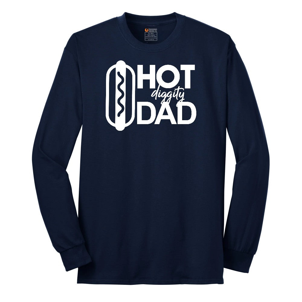 Hot Diggity Dad Long Sleeve Tee - Navy