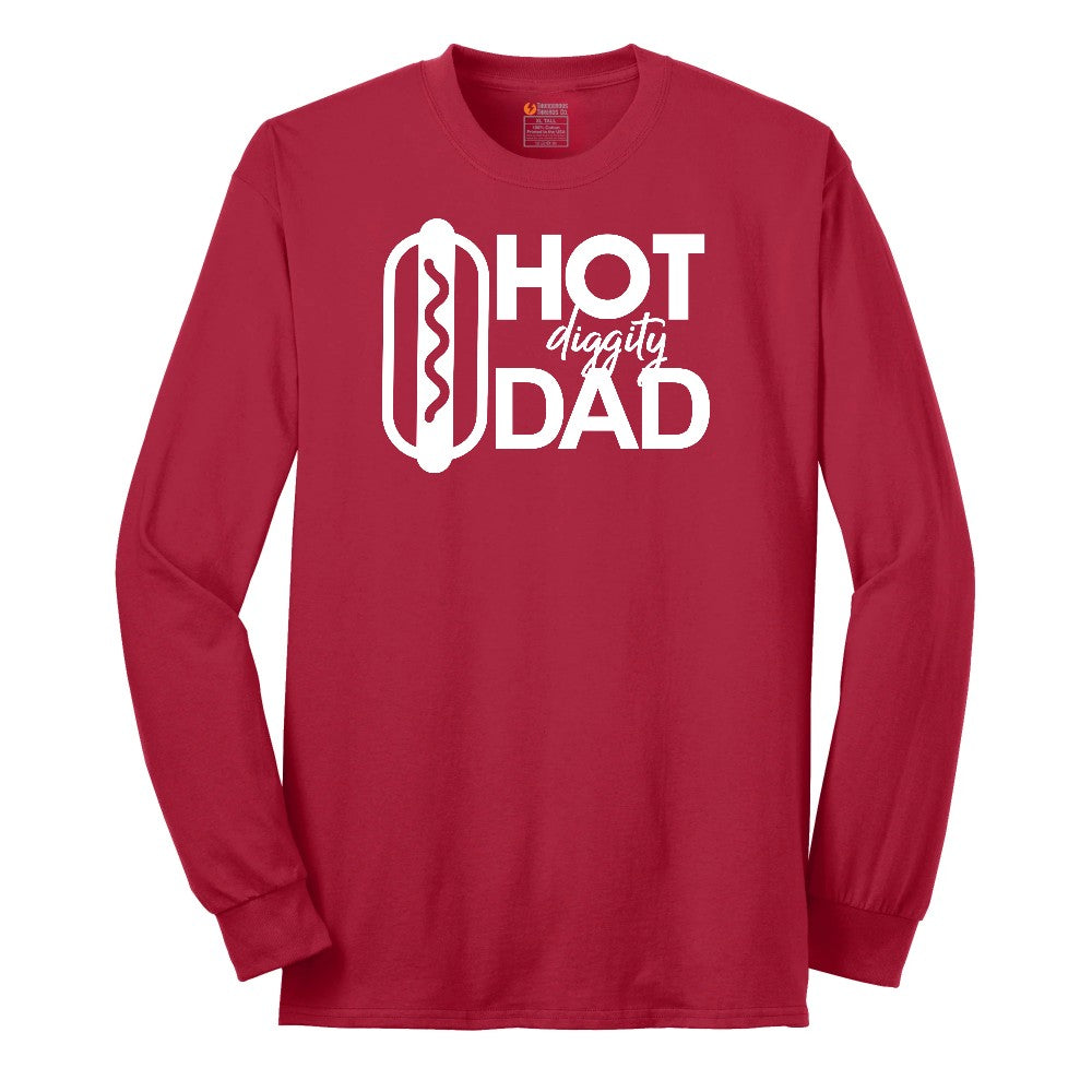 Hot Diggity Dad Long Sleeve Tee - Red