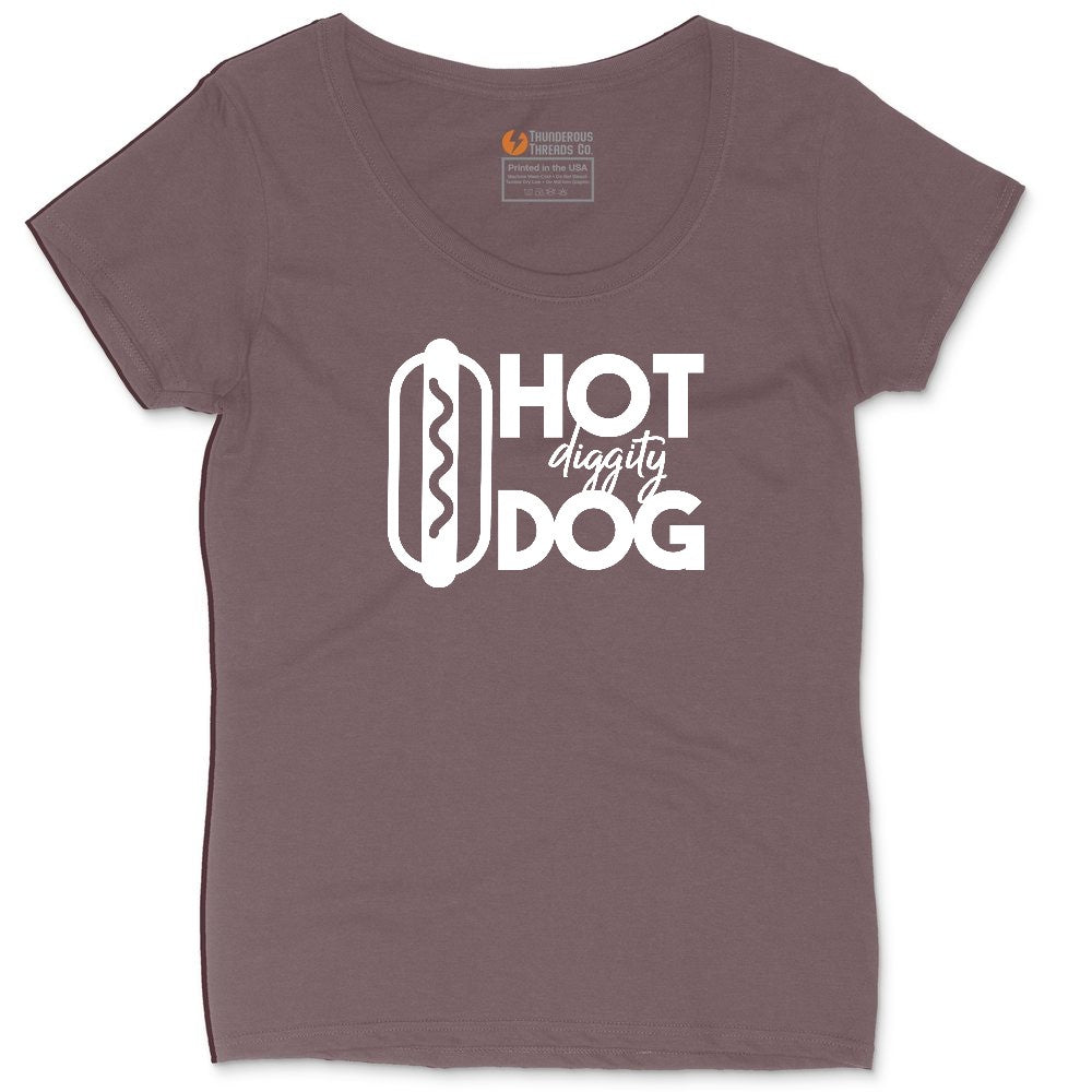 Hot Diggity Dog Ladies Curvy Tee - Sangria Blackout
